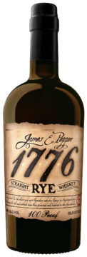 Svart flaska av märket James E Pepper 1776, Straight Rye.